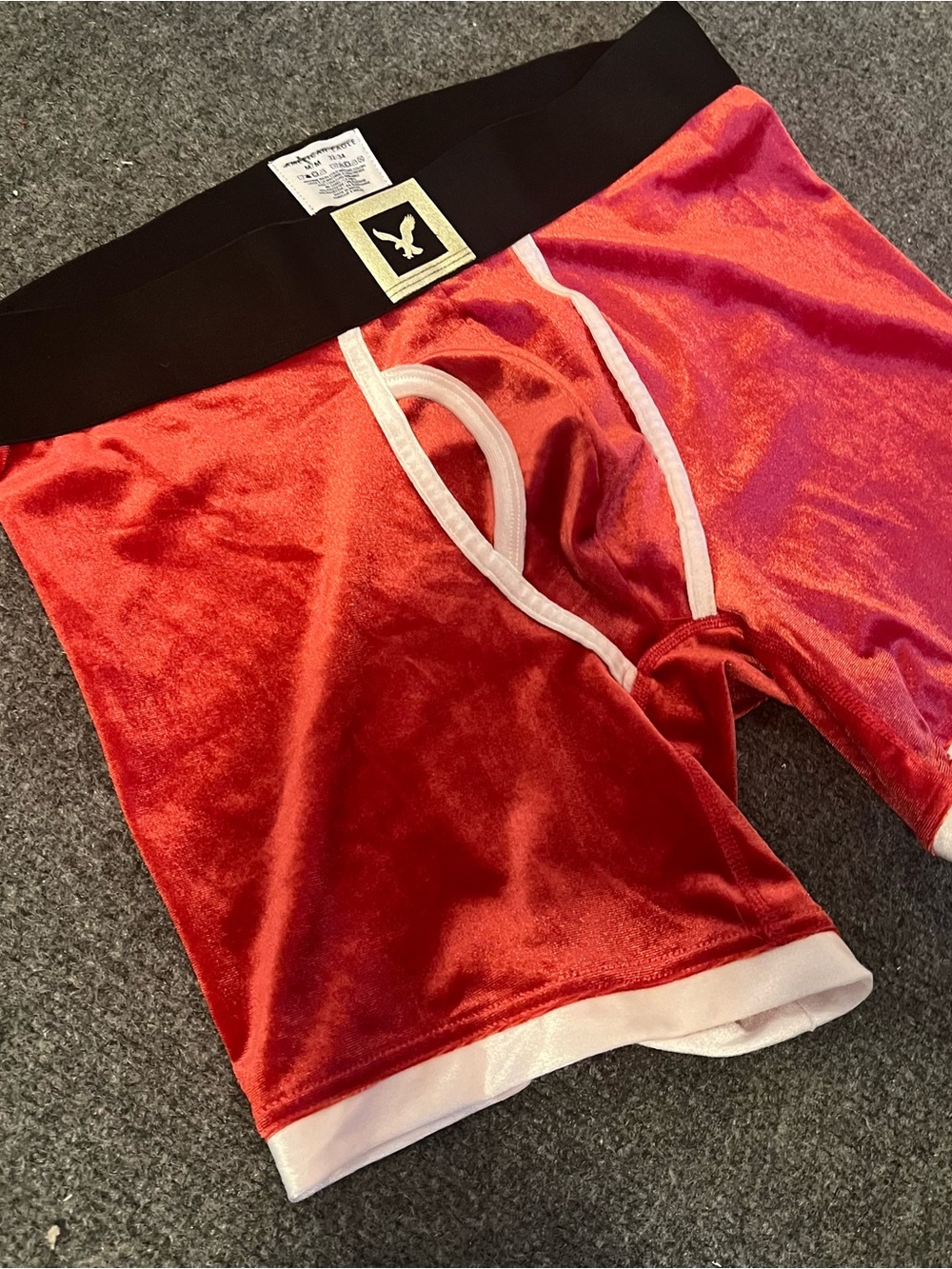 Red Velvet Boxer Briefs with Contrast Trim
